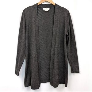 Cocobleu Cardigan Open Front  Lightweight Diamond Pattern Eyelet Charcoal Gray M